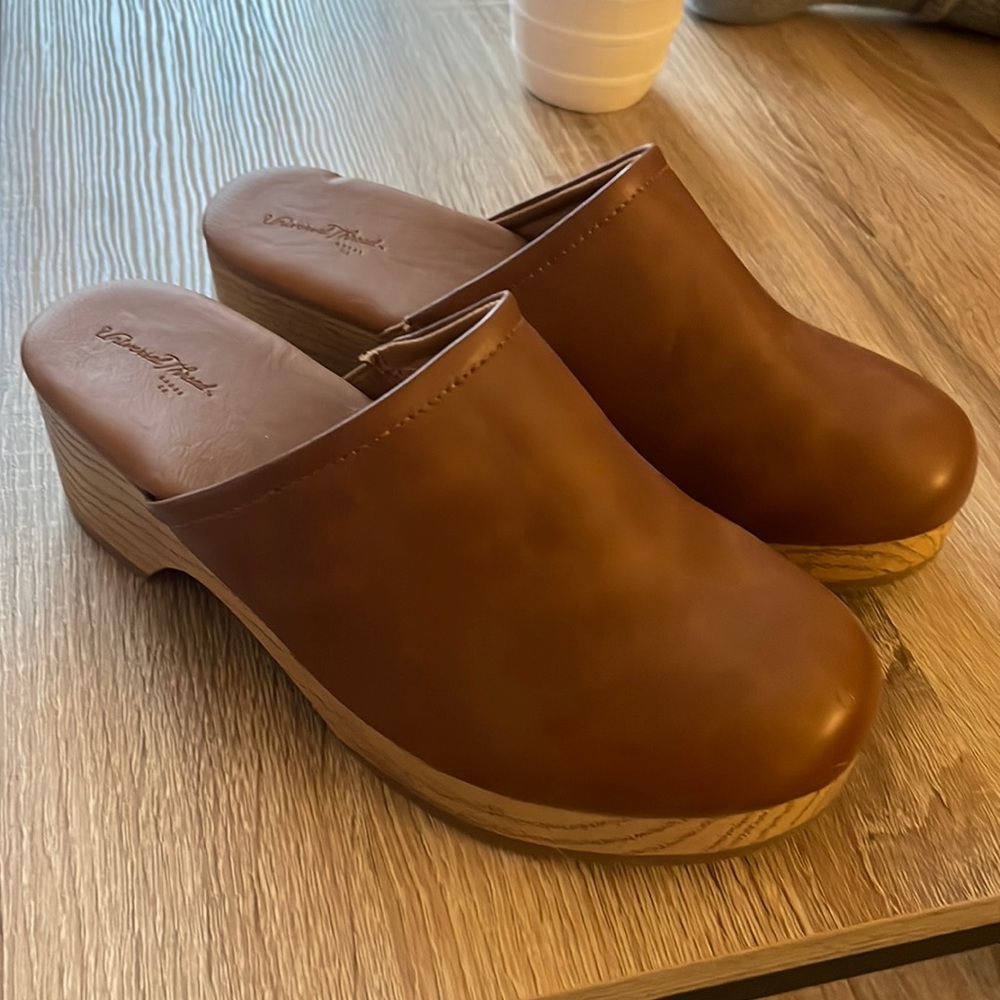 Brown clogs